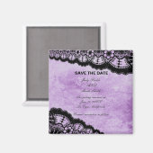 Gothic Lila Grunge Black Lace Save the Date Magnet (Vorderseite/Rückseite)