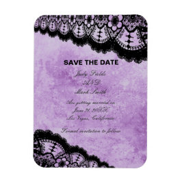 Gothic Lila Grunge Black Lace Save the Date Magnet