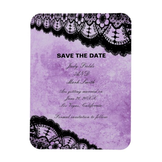 Gothic Lila Grunge Black Lace Save the Date Magnet (Vertikal)