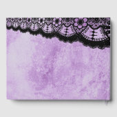 Gothic Lila Grunge Black Lace Wedding Gästebuch (Rückseite)