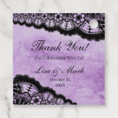 Gothic Lila Grunge Black Lace Wedding Geschenkanhänger (Rückseite)