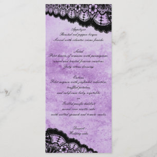 Gothic Lila Grunge Black Lace Wedding Menu Menükarte