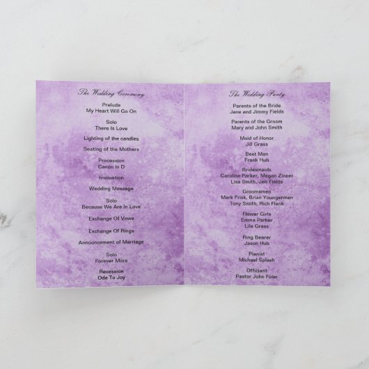 Gothic Lila Grunge Black Lace Wedding Program Programm (Innenseite)