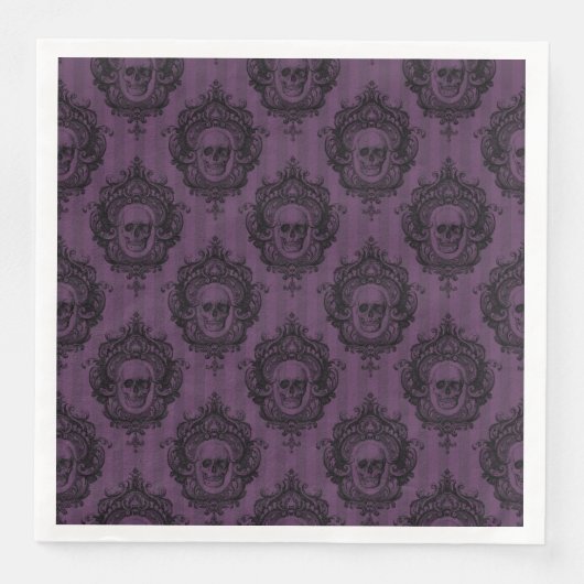 GOTHIC LILA HALLOWEEN SKULLS SERVIETTE (Vorderseite)