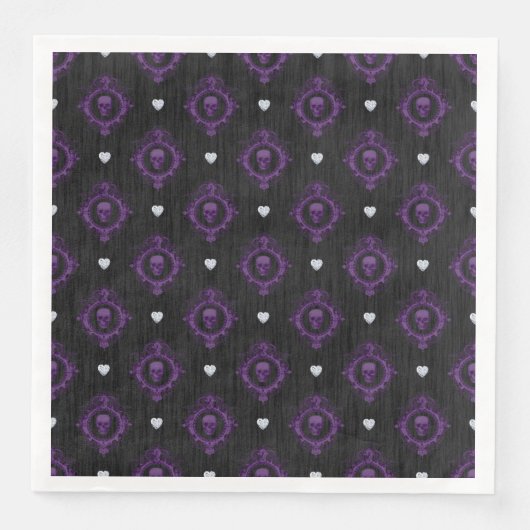 GOTHIC LILA HALLOWEEN SKULLS SERVIETTE (Vorderseite)
