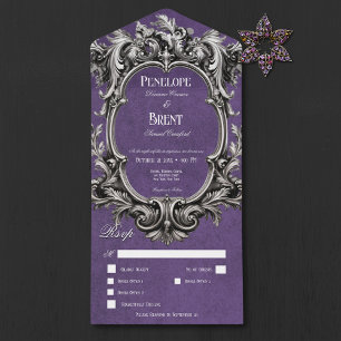 Gothic Lila Moody Viktorianisch Frame Dinner All In One Einladung