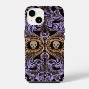 Gothic-Lila-Ornament mit Totenkopf iPhone Hülle