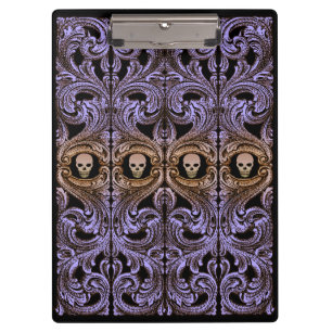 Gothic-Lila-Ornament mit Totenkopf Klemmbrett