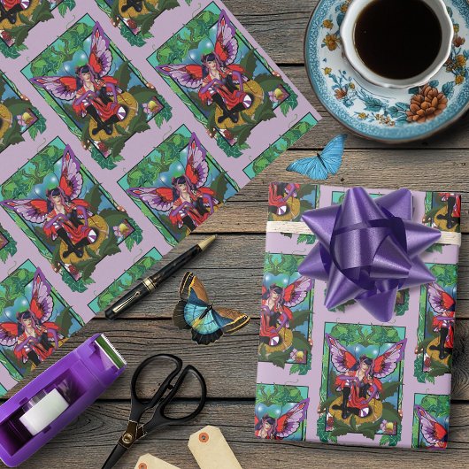 Gothic Lila Red Mushroom Gothic Geschenkpapier