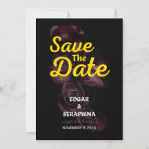 Gothic Lila Rose Schwarz und Gold Save the Date