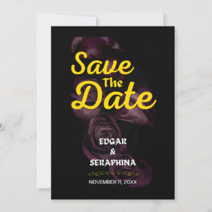 Gothic Lila Rose Schwarz und Gold Save the Date Einladung