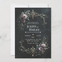 Gothic Lila Roségold Filigran Hochzeit Einladung