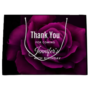 Gothic Lila-Rote Rose Blume Geburtstag Vielen Dank Große Geschenktüte