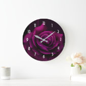 Gothic Lila Rote Rose Blume Große Wanduhr (Zuhause)