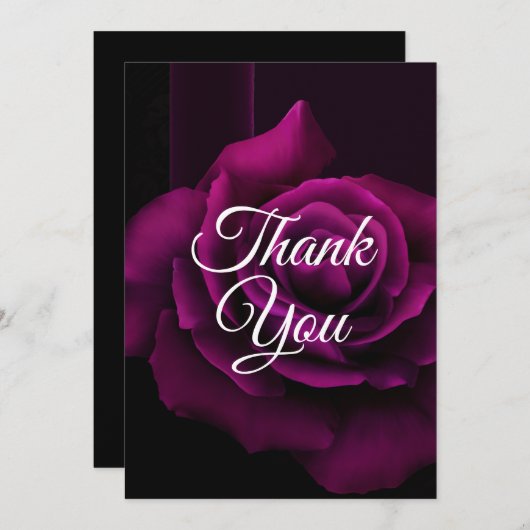 Gothic Lila-Rote Rose-Blume-Party Dankeskarte (Vorne/Hinten)