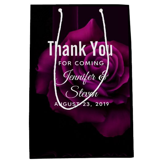 Gothic Lila-Rote Rose Blume Vielen Dank Mittlere Geschenktüte (Vorderseite)