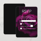 Gothic Lila-Rote Rose Blume Wedding RSVP (Vorne/Hinten)
