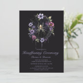 Gothic Lila Spinne Blumennetz Handfasting Einladung (Stehend Vorderseite)