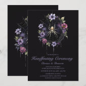 Gothic Lila Spinne Blumennetz Handfasting Einladung (Vorne/Hinten)