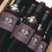 Gothic Lila Til Death Irish Green Floral Skull Weinetikett