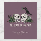 Gothic Lila Til Death Irish Green Floral Skull Weinetikett (Einzelnes Label)