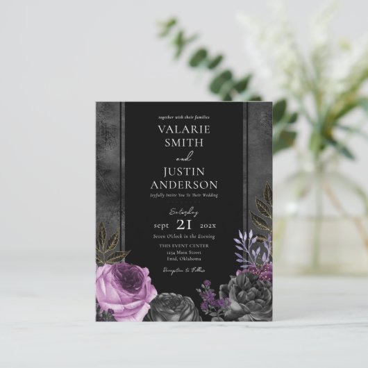 Gothic Lila und Black Floral Wedding All in One (Stehend Vorderseite)