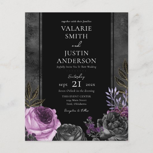 Gothic Lila und Black Floral Wedding All in One (Vorderseite)