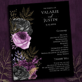 Gothic Lila und Black Floral Wedding Program