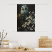Gothic Lilies Flowers Candlelight Castle Art, Dark Poster (Küche)