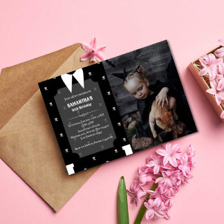 Gothic Little Girl in schwarzem Kleid Geburtstags- Einladung