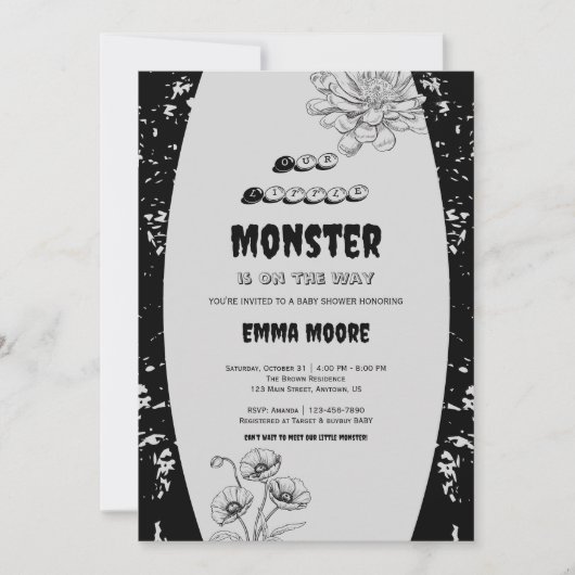 Gothic Little Monster Baby Shower Design Einladung (Vorderseite)