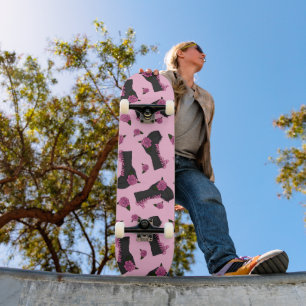 Gothic Lolita Boot Pink Rose Muster Skateboard