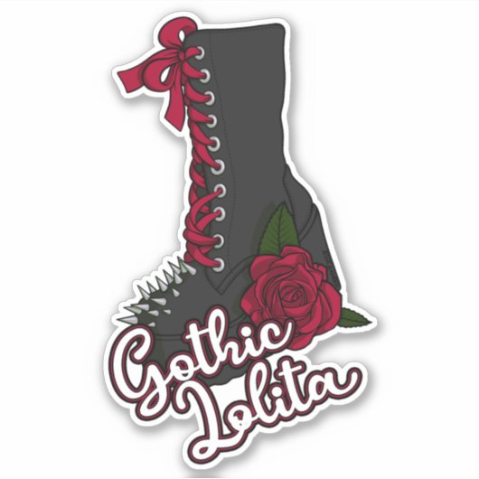 Gothic Lolita Boot Rote Rose Slogan Vinyl Sticker (Vorderseite)