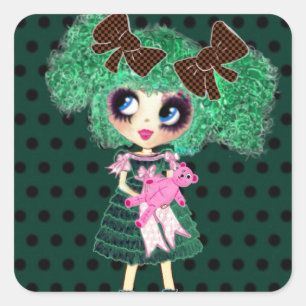 Gothic Lolita Girl smarald Girls Quadratischer Aufkleber