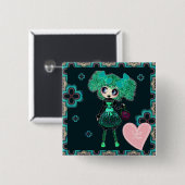 Gothic Lolita Kind smarald und schwarz Button (Vorne & Hinten)