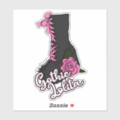 Gothic Lolita Slogan Pink Rose Boot Vinyl Sticker (Blatt)