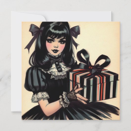 Gothic Lolita Spooky Goth Christmas Feiertagskarte (Vorderseite)