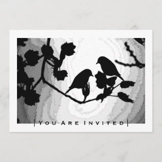 Gothic Love Birds Silhouetten Hochzeit Einladungen