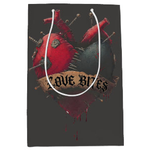 Gothic "Love Bites" Anatomische Herz-Illustration Mittlere Geschenktüte