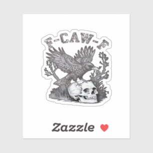 Gothic Lustiger F-Caw-F Humor Krähe Essential Retr Aufkleber