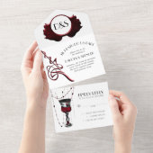 Gothic Luxe | Der Tod macht uns Teil Schwarz und B All In One Einladung (Abreißen)