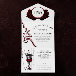 Gothic Luxe   Der Tod uns Teil Schwarz und Blutrot All In One Einladung