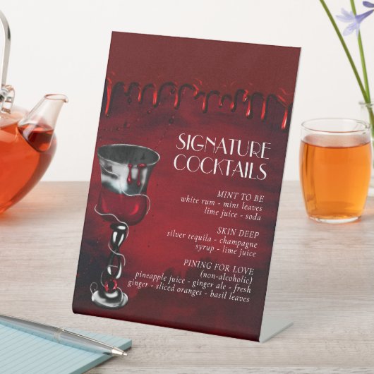 Gothic Luxe | Rotes Blut und Gore Signature Drinks Sockelschild (In Situ)