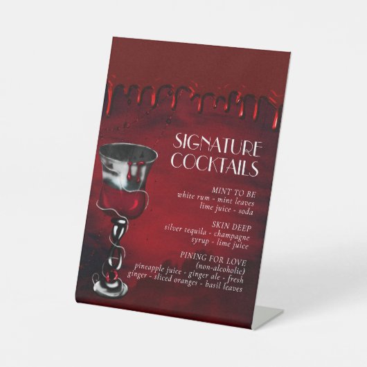 Gothic Luxe | Rotes Blut und Gore Signature Drinks Sockelschild (Vorderseite)