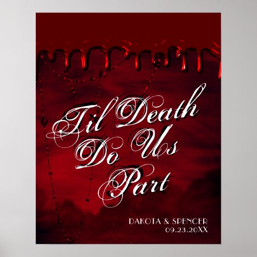 Gothic Luxe | Schwarzer und roter Tropfen Willkomm Poster (Vorne)