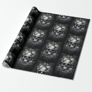 Gothic Macabre Skull and Rose Mural Geschenkpapier
