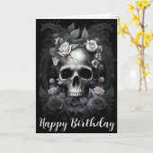 Gothic Macabre Skull and Rose Mural Karte (Gelbe Blume)