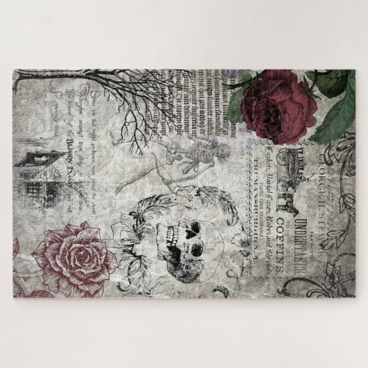 Gothic Macabre Viktorianisch Skull & Death Ephemer Puzzle (Horizontal)