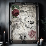 Gothic Macabre Viktorianisch Skull & Death Ephemer Seidenpapier<br><div class="desc">Spooky klassisch gotische Viktorianische Sterbensymbole mit dunklen rote Rosen,  Vintager Begräbungskunst,  eingegrabtem Schädel und Skelett,  verzierten Schriftrollen,  kargen Bäumen,  beleuchteter lateinischer Schrift und Seite von gruselig Viktorianischen Spuk Hausgeschichten auf grungelöstem sepia Hintergrund. Geeignet für Herbst-/Halloween-Entcoupage- und Handwerksprojekte.</div>