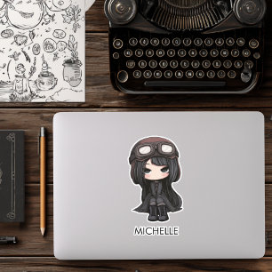 Gothic Mädchen Pilot Anime Cartoon Personalisiert Aufkleber